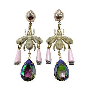 Pink Iridescent Queen Bee Earrings